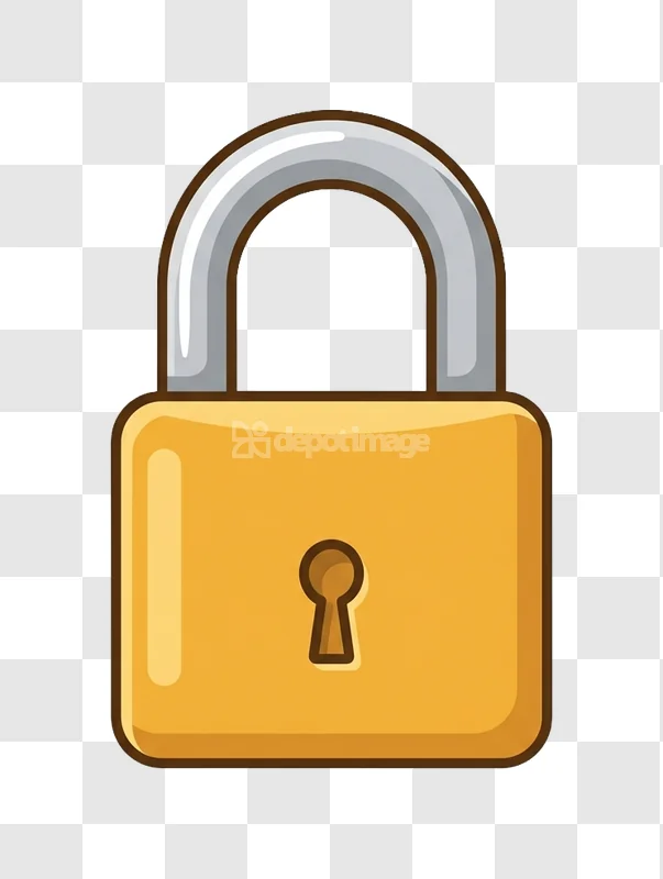 Golden Padlock Security Privacy Icon Flat Design, gold and silver flat icon transparent