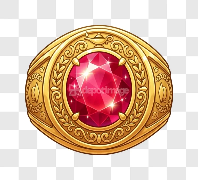 Golden Ruby Ring Traditional Ornate Design