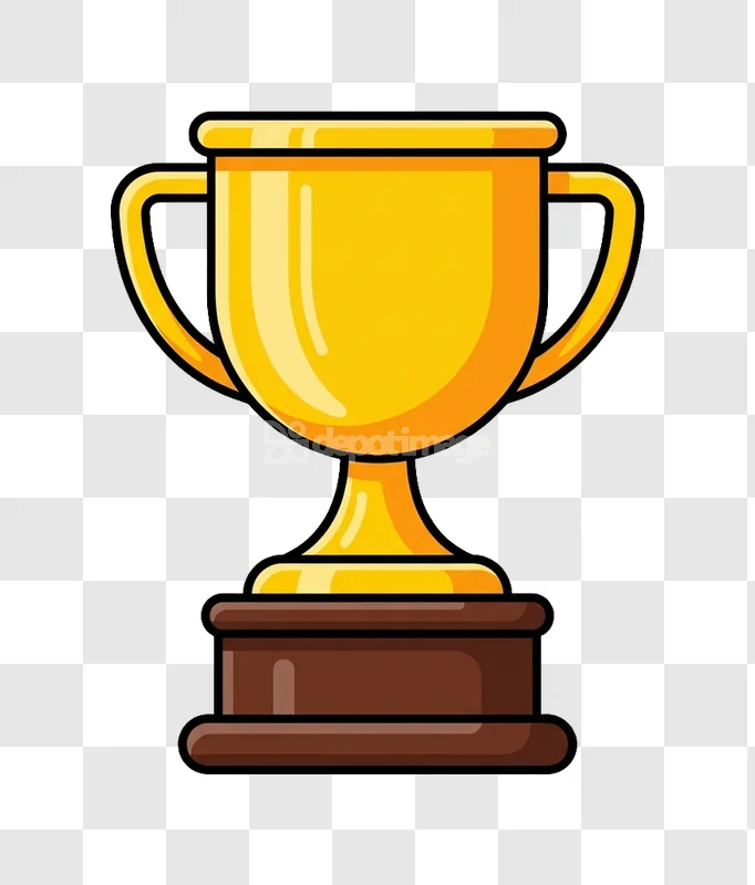 Golden Trophy Cup Award Vector Cartoon Icon