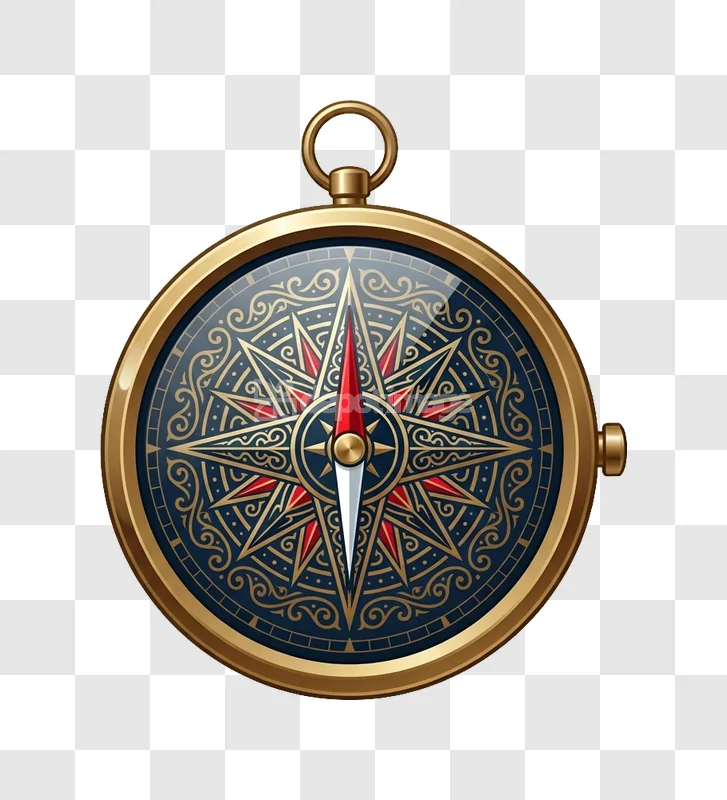 Golden Vintage Compass Decorative Rose
