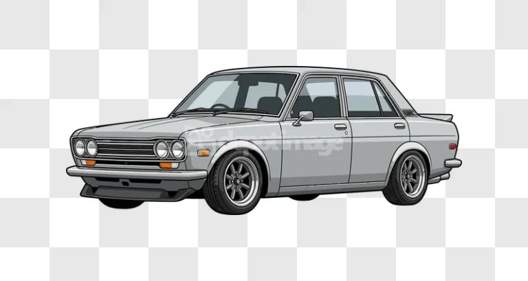 Gray Classic Sedan Car Front Quarter detailed vector illustration light gray