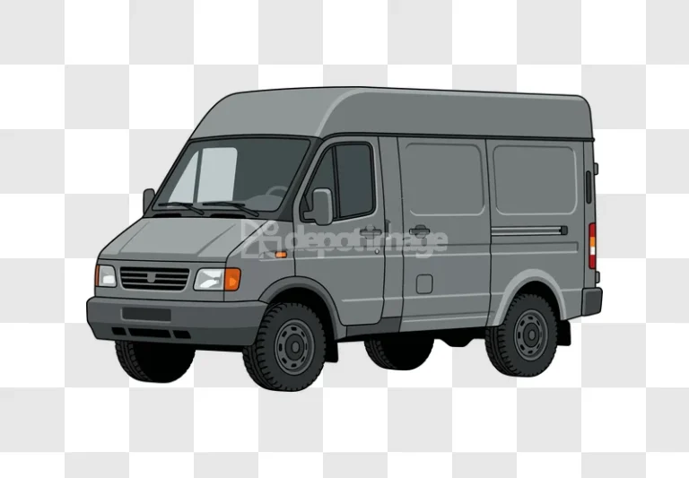 Gray Delivery Van vector illustration with black background