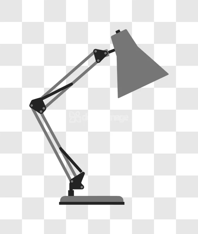 Gray Desk Lamp Black Background Simple flat design, dark gray, simple illustration