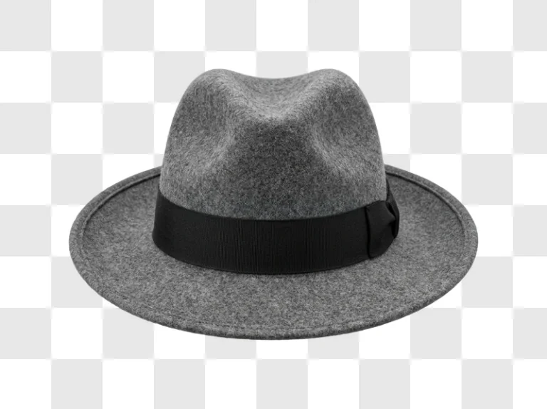 Gray Felt Fedora Hat With Black Band felt material black ribbon
