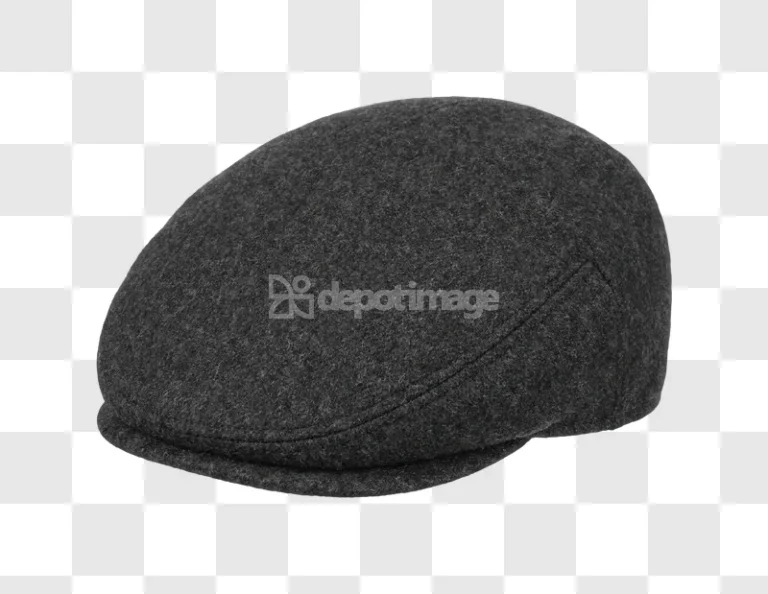 Gray Flat Cap With Felt Texture dark gray fabric close-up