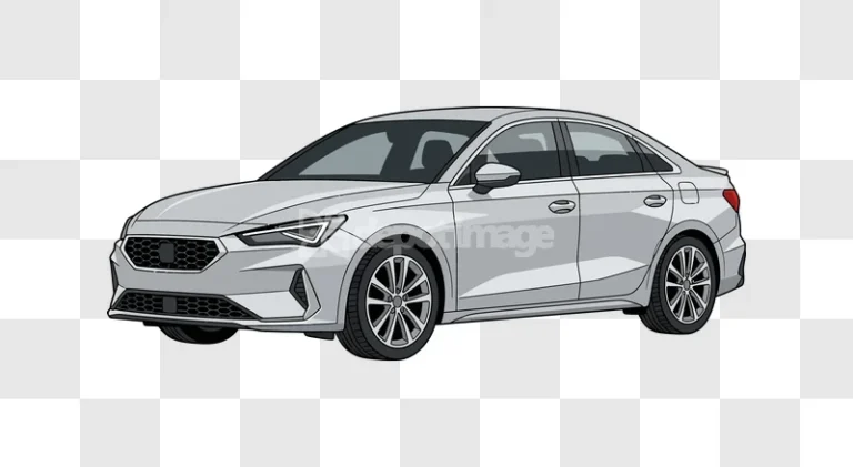 Gray Sedan Car Vector Illustration light gray cartoon style