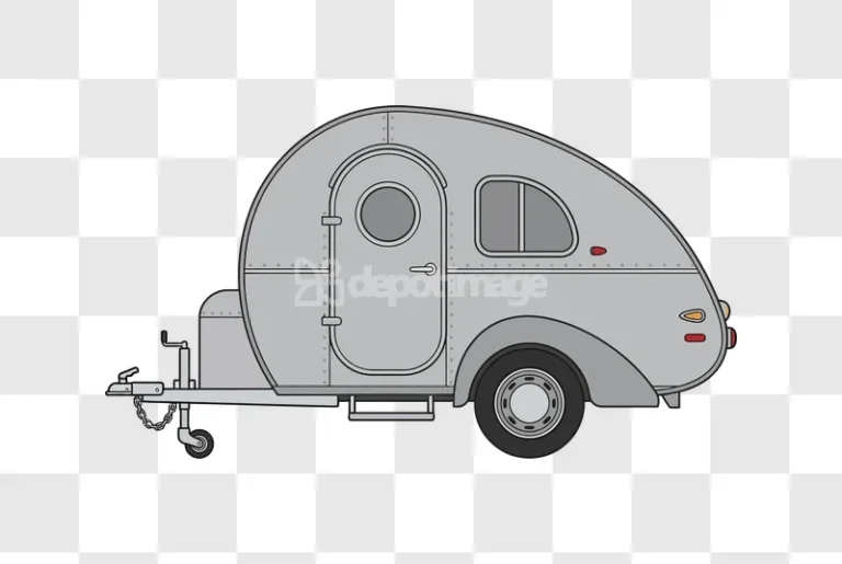 Gray Teardrop Trailer cartoon style transparent background