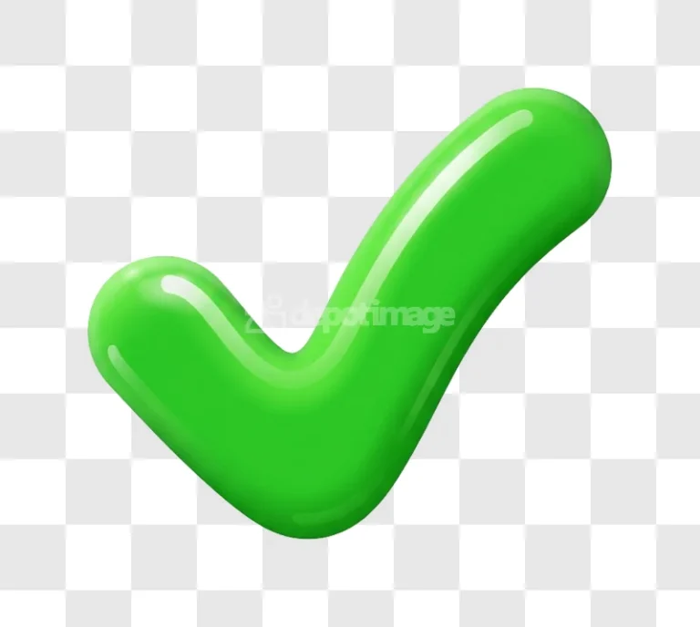 Green Glossy 3d Check Mark Confirm Symbol vibrant green glossy 3D render
