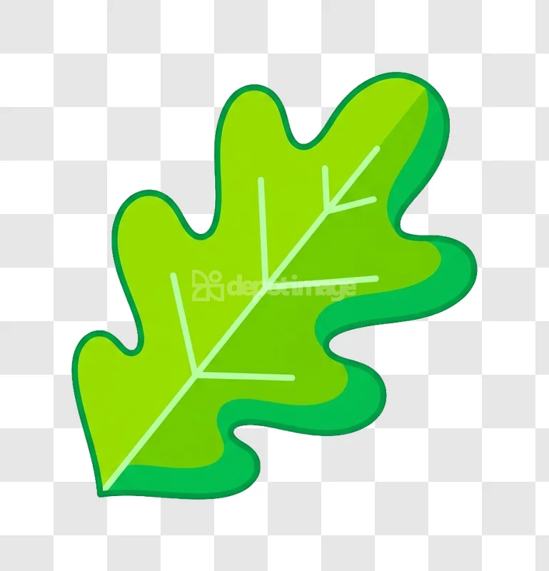 Green Oak Leaf Icon Simple Vector Design flat style transparent background