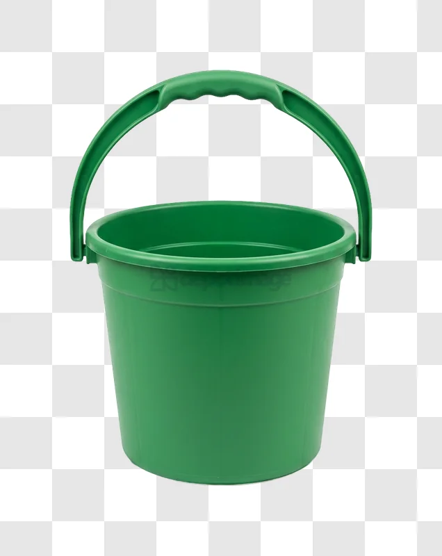 Green Plastic Bucket With Handle Centered vibrant green isolated object