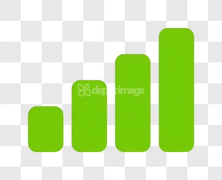 Green Signal Strength Bars Ascending Interface Icon, ascending green bars transparent background
