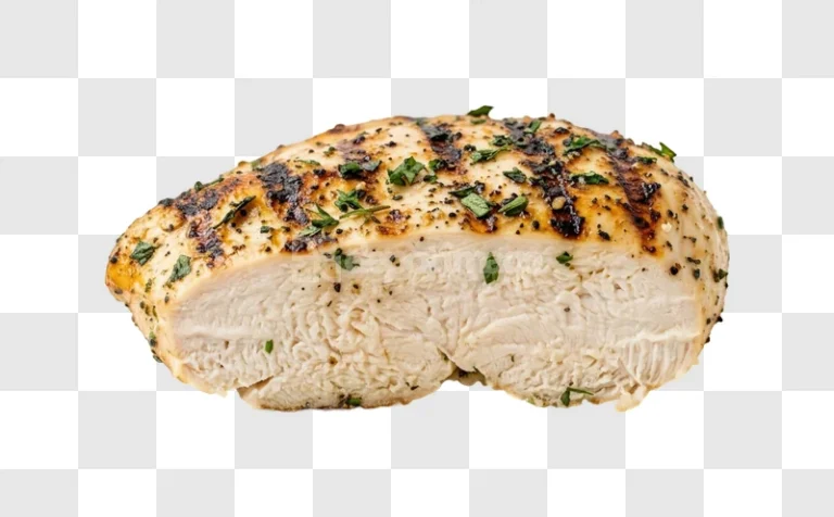 Grilled Chicken Breast Parsley cooked with herbs, cut open