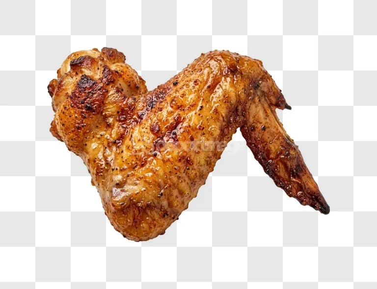 Grilled Chicken Wing Crispy Golden Brown roasted textured transparent background