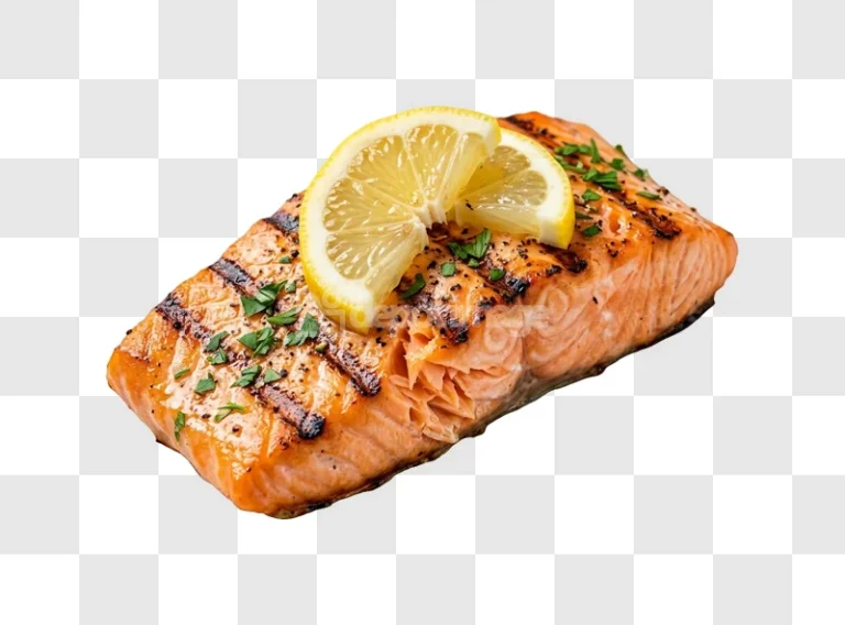 Grilled Salmon Lemon Parsley grilled fish with lemon slices and parsley