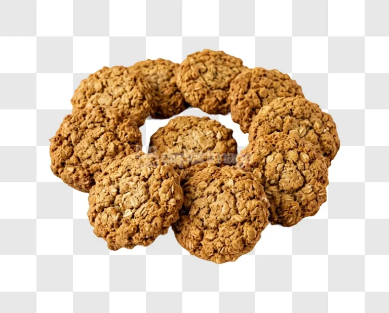 Group Oatmeal Cookies Circle brown textured transparent background