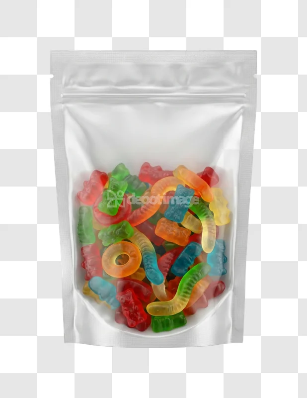 Gummy Candy Variety Standup Pouch colorful candies clear pouch