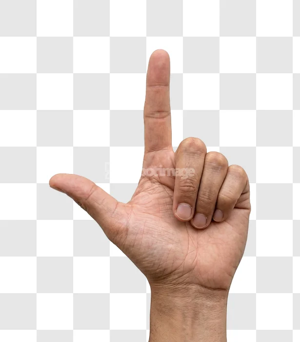 Hand Forming L Shape human hand transparent background