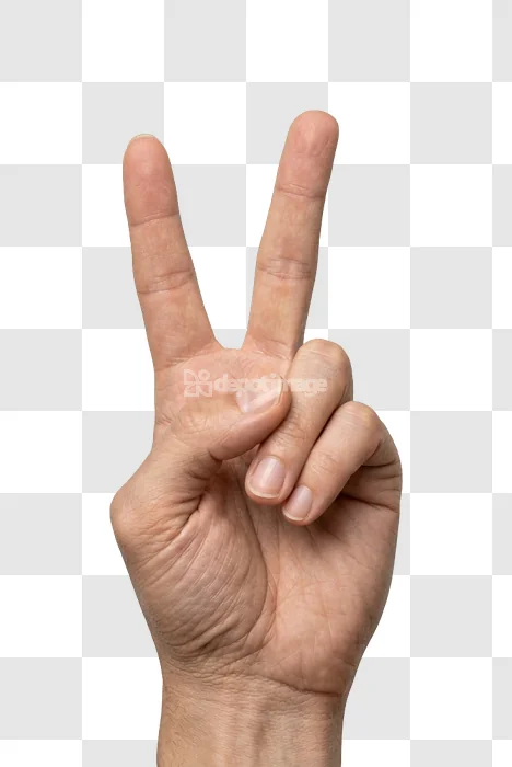 Hand Showing Peace Sign Gesture light skin tone transparent background