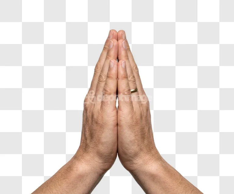 Hands in Prayer Gesture With Ring light skin tone gold ring transparent background