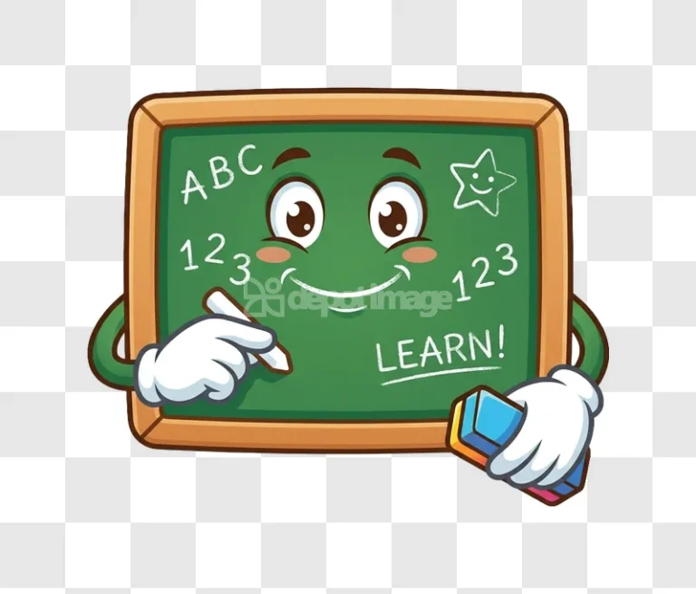 Happy Cartoon Chalkboard Writing Learn Abc