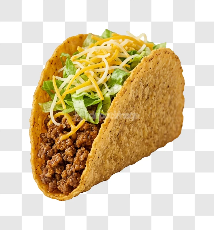 Hard Shell Taco Meat Cheese Lettuce with ground beef, shredded cheese, lettuce