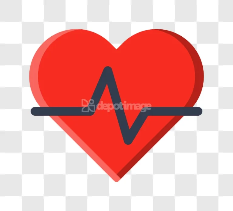 Heart Rate Monitor Line Red Health Ecg flat icon red heart