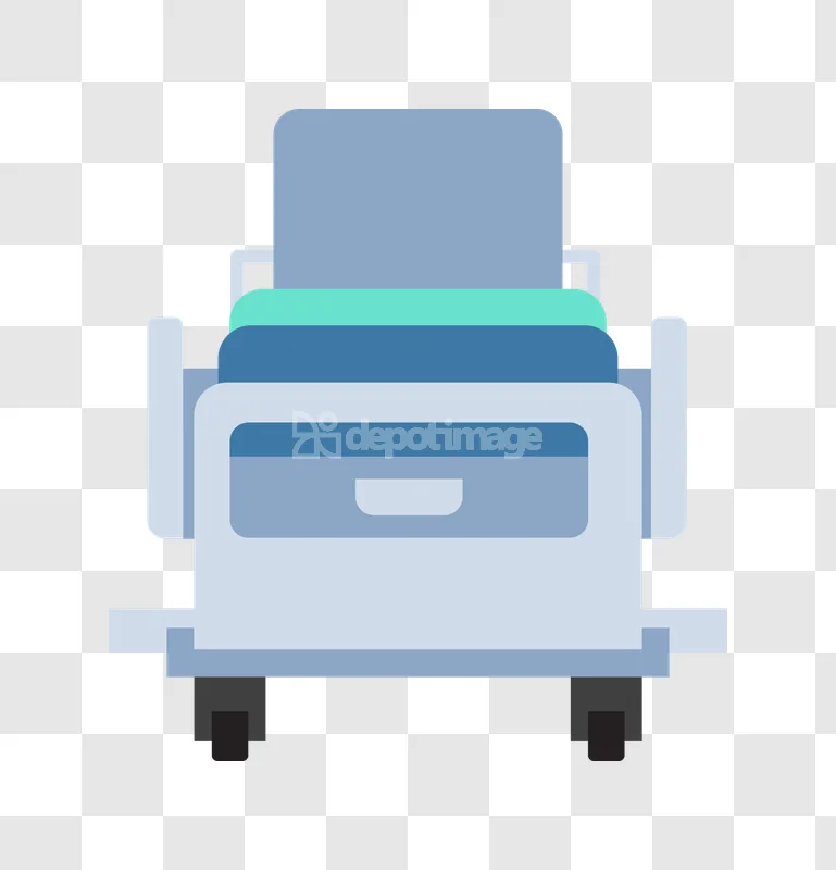 Hospital Bed Medical Equipment Blue Flat flat design light blue