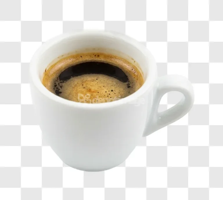 Hot Espresso Coffee Cup Close up white cup dark liquid