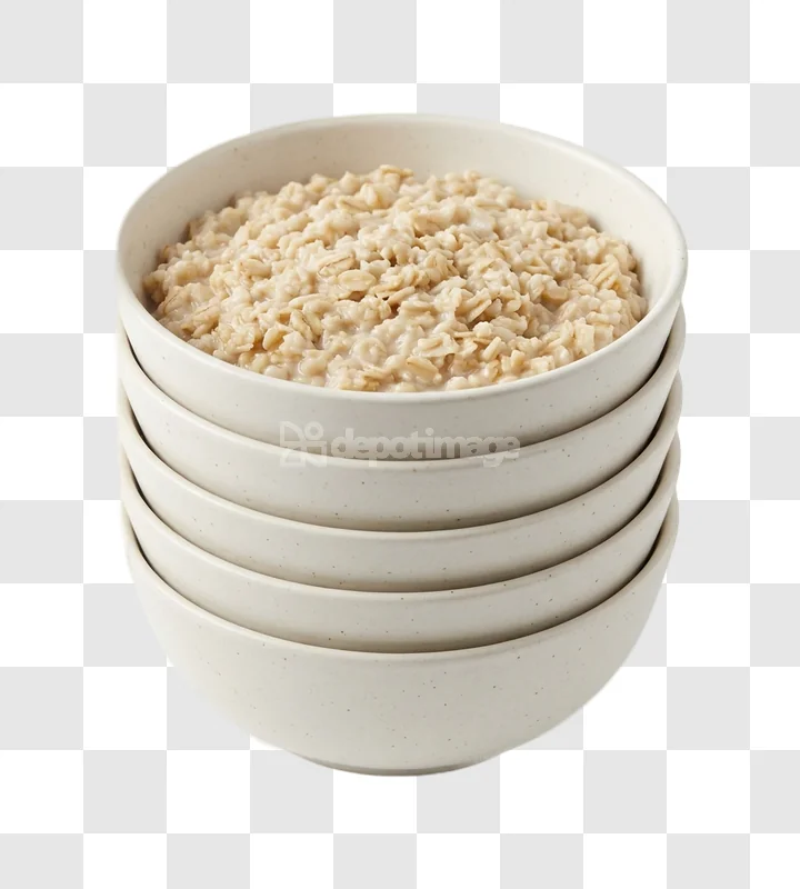 Hot Oatmeal Bowls Stacked Creamy Texture