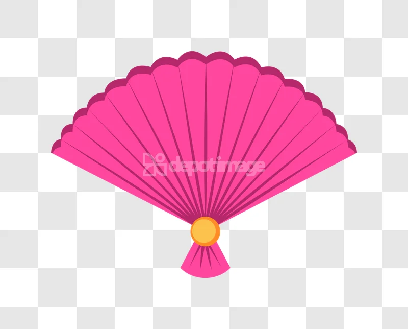 Hot Pink Japanese Festival Fan Decoration flat graphic transparent background