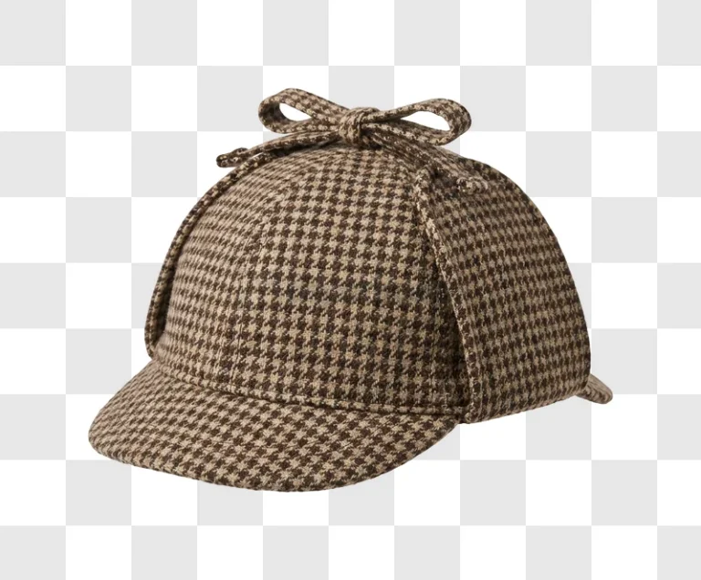 Houndstooth Deerstalker Hat on Black Background brown checkered pattern