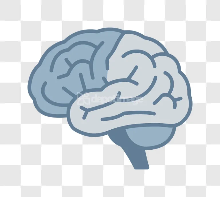 Human Brain Side View Isolated flat design light blue