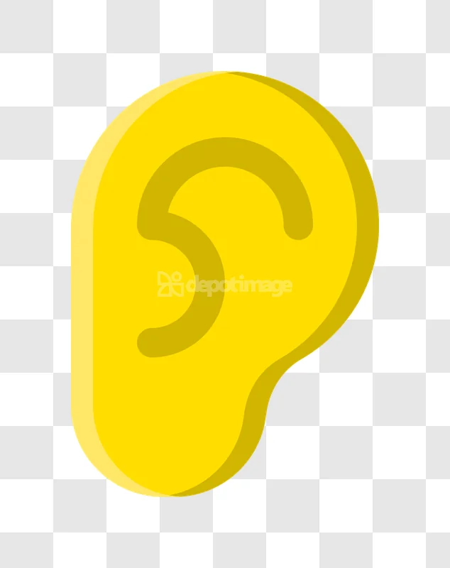 Human Ear Anatomy Audio Organ Yellow Icon flat design transparent background
