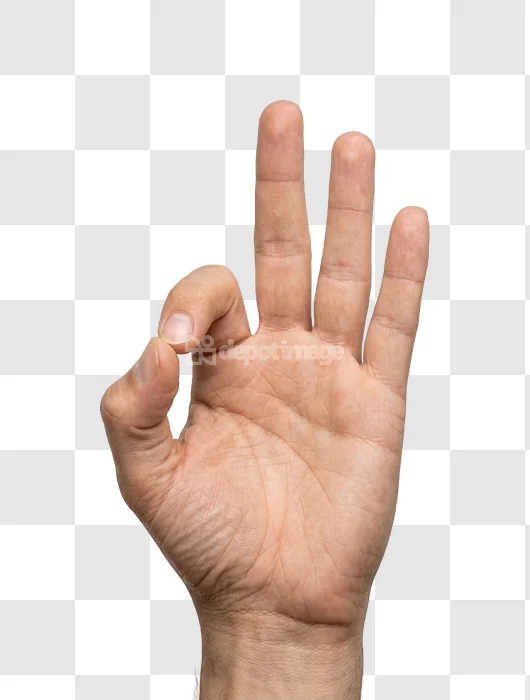 Human Hand Making an Ok Gesture, light skin tone transparent background