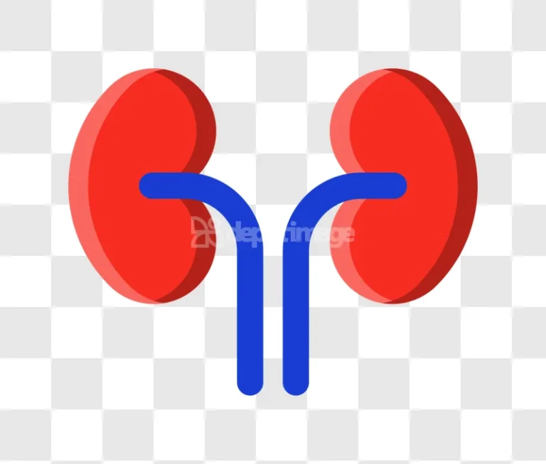 Human Kidney Anatomy Red Blue Illustration