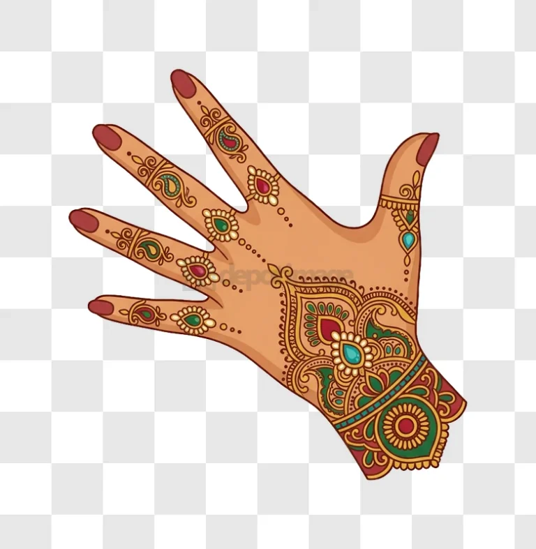 Indian Henna Hand Art Design intricate colorful pattern