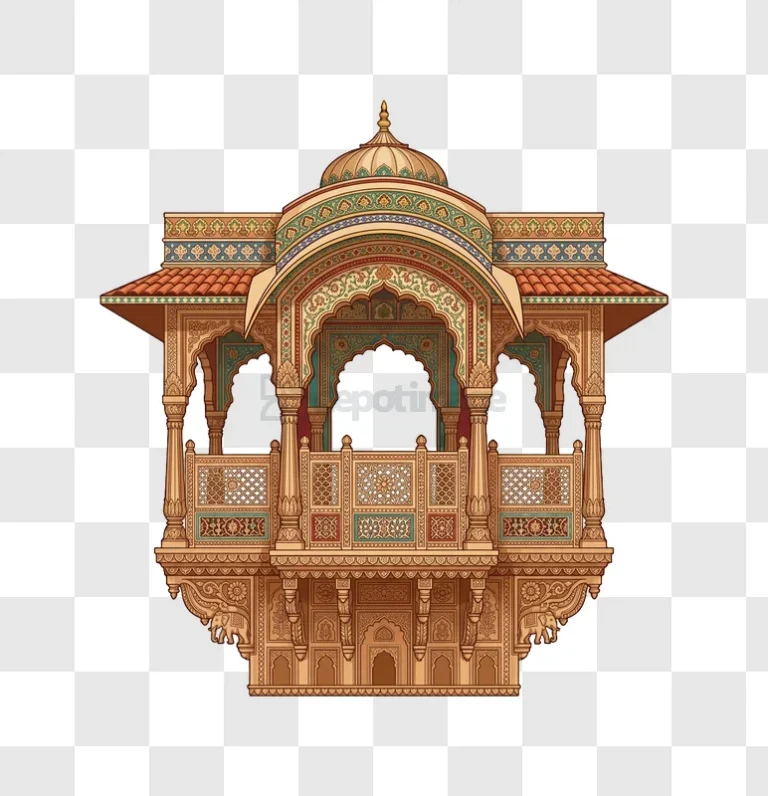 Intricate Balcony Architectural Design ornate traditional brown teal