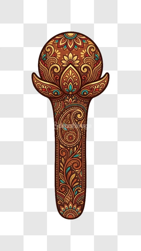Intricate Ornate Henna Scepter Design ornate paisley floral brown teal