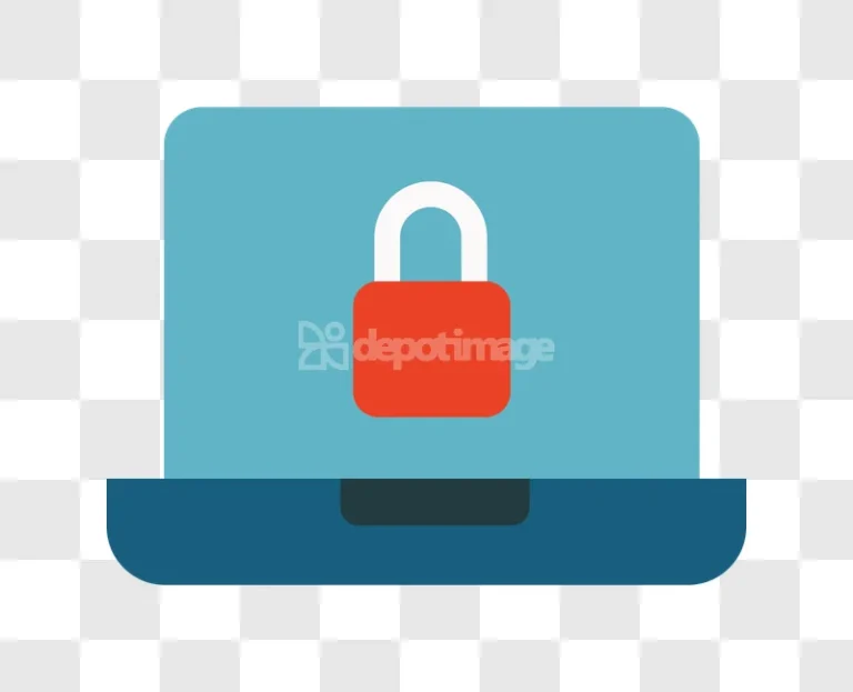 Laptop Security Lock Flat Icon Cyber Protection