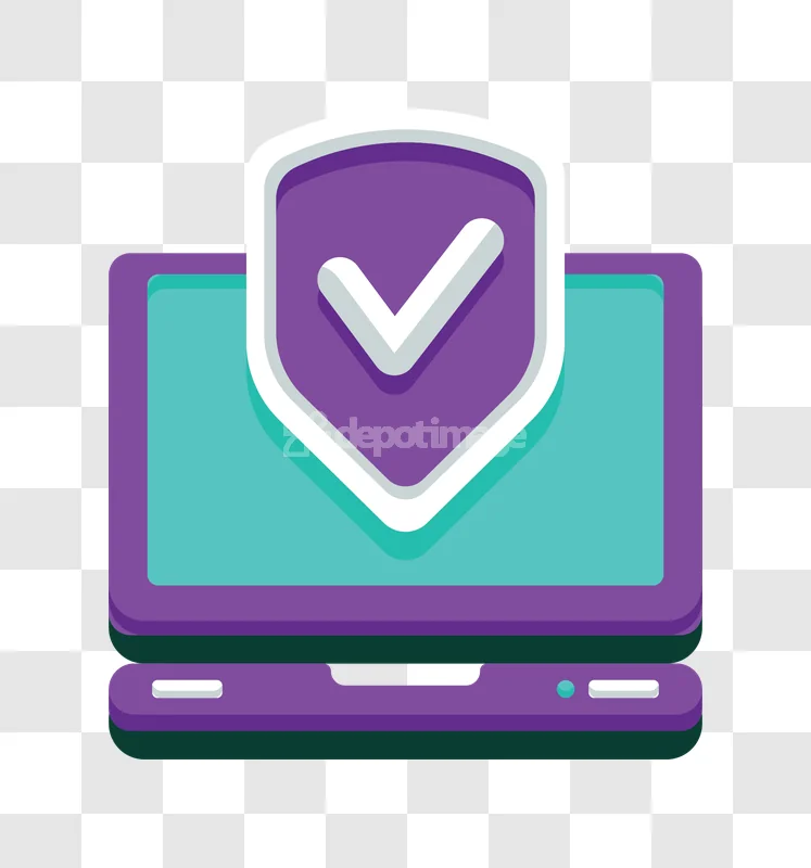 Laptop Security Shield Check Mark Icon