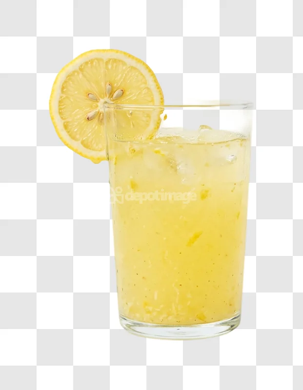 Lemonade Ice Lemon Slice transparent glass yellow drink