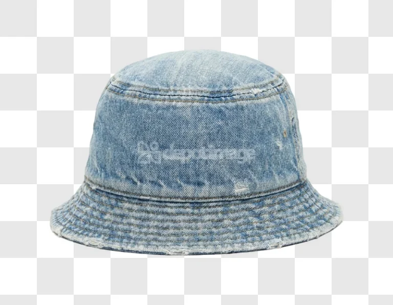 Light Blue Distressed Denim Bucket Hat faded texture transparent background