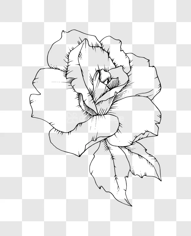 Line Art Rose Flower Detailed Illustration Sketch