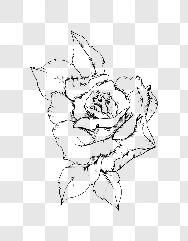 Line Art Rose Flower Petals Sketch Illustration