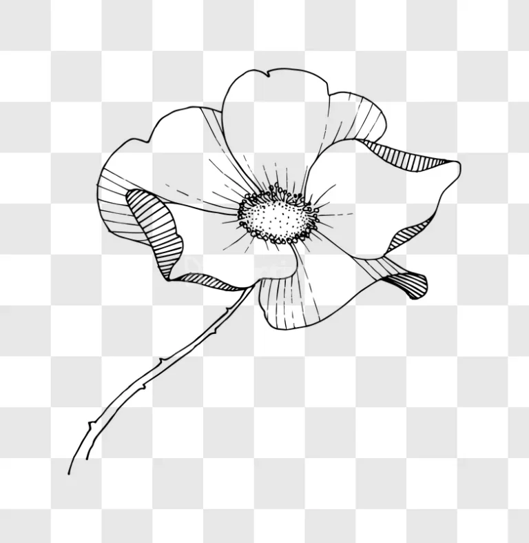Line Art Wild Rose Flower Drawing