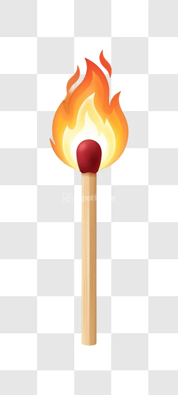 Lit Wooden Matchstick Safety Flame Symbol Icon