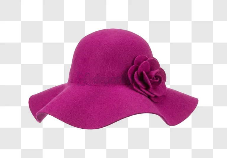 Magenta Felt Hat With Flower Decoration Accent felt material flower detail