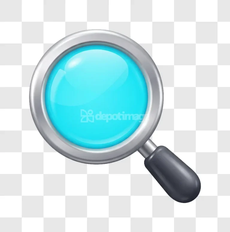 Magnifying Glass Search Tool Glossy Blue Icon, shiny blue lens silver frame