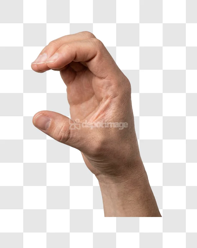 Male Hand Making a C Shape Sign light skin tone transparent background