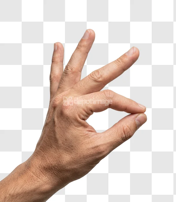 Male Hand Making Ok Gesture Close up fair skin black background